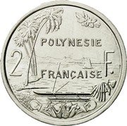 France 2 Francs French Polynesia 1986 (a) KM# 10 POLYNESIE 2 FRANÇAISE F. coin reverse France 2 Francs French Polynesia 1986 (a) KM# 10 POLYNESIE 2 FRANÇAISE F. coin reverse