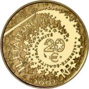 France 20 Euro Cinderella 2002 Proof KM# 1987 20 € LIBERTÉ ÉGALITÉ FRATERNITÉ IL ÉTAIT UNE FOIS ... RF 2002 coin obverse France 20 Euro Cinderella 2002 Proof KM# 1987 20 € LIBERTÉ ÉGALITÉ FRATERNITÉ IL ÉTAIT UNE FOIS ... RF 2002 coin obverse