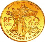 France 20 Euro Montmartre 2002 Proof KM# 1308 LIBERTÉ ÉGALITÉ FRATERNITÉ RF 20 EURO 2002 LES MONUMENTS DE FRANCE coin obverse France 20 Euro Montmartre 2002 Proof KM# 1308 LIBERTÉ ÉGALITÉ FRATERNITÉ RF 20 EURO 2002 LES MONUMENTS DE FRANCE coin obverse