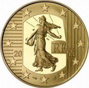 France 20 Euro The Sower. Map of Europe 2003 Proof KM# 1349 RF 20 03 coin obverse