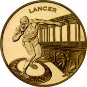 France 20 Euro IX Athletics World Championships in Paris. Shot Put 2003 Proof KM# 2000 LANCER coin reverse