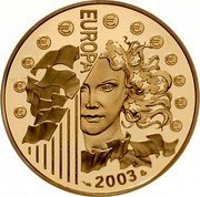 France 20 Euro First Anniversary of the Euro 2003 Proof KM# 1339 € EUROPA 2003 coin reverse