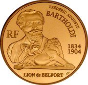 France 20 Euro 100th Anniversary of the Death of Frederic Auguste Bartholdi 2004 Proof KM# 1388 FRÉDÉRIC AUGUSTE BARTHOLDI RF 1834 1904 LION DE BELFORT CRL coin obverse