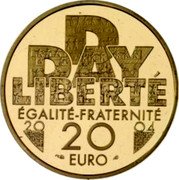France 20 Euro 60th Anniversary of the Normandy Invasion 2004 Proof KM# 1370 D DAY LIBERTÉ ÉGALITÉ-FRATERNITÉ 20 04 20 EURO coin reverse