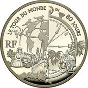 France 20 Euro Jules Verne. Around the World in 80 Days 2005 Proof KM# 2030 LE TOUR DU MONDE EN 80 JOURS RF coin obverse France 20 Euro Jules Verne. Around the World in 80 Days 2005 Proof KM# 2030 LE TOUR DU MONDE EN 80 JOURS RF coin obverse