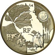 France 20 Euro Jules Verne. From the Earth to the Moon 2005 Proof KM# 2032 DE LA TERRE À LA LUNE RF coin reverse France 20 Euro Jules Verne. From the Earth to the Moon 2005 Proof KM# 2032 DE LA TERRE À LA LUNE RF coin reverse