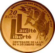 France 20 Euro The Sower. 100th Anniversary of the Law of Secularism 2005 Proof KM# 1437 SÉPARATION DES ÉGLISES ET DE L'ÉTAT 20 EURO LAÏCIÉ LIBERTÉ CENTENAIRE DE LA LOI DU 9 DÉCEMBRE 1905 coin reverse France 20 Euro The Sower. 100th Anniversary of the Law of Secularism 2005 Proof KM# 1437 SÉPARATION DES ÉGLISES ET DE L'ÉTAT 20 EURO LAÏCIÉ LIBERTÉ CENTENAIRE DE LA LOI DU 9 DÉCEMBRE 1905 coin reverse