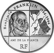 France 20 Euro Benjamin Franklin 2006 Proof KM# 1443 BENJAMIN FRANKLIN 1706 - 2006 AMI DE LA FRANCE RF coin obverse