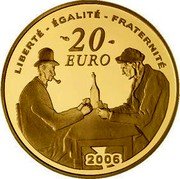 France 20 Euro Paul Cezanne. 100th Anniversary of Death 2006 Proof KM# 2059 LIBERTÉ - ÉGALITÉ - FRATERNITÉ 20 EURO 2006 coin reverse