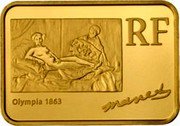 France 20 Euro Edward Manet 2008 Proof KM# 1571 RF MANET OLYMPIA 1863 coin obverse France 20 Euro Edward Manet 2008 Proof KM# 1571 RF MANET OLYMPIA 1863 coin obverse