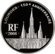 France 20 Euro Lourdes 2008 Proof KM# 1563 LOURDES - 150E ANNIVERSAIRE RF 2008 coin obverse France 20 Euro Lourdes 2008 Proof KM# 1563 LOURDES - 150E ANNIVERSAIRE RF 2008 coin obverse