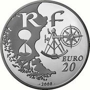 France 20 Euro Armada Rouen 2008 Proof KM# 1560 RF EURO 20 2008 coin obverse France 20 Euro Armada Rouen 2008 Proof KM# 1560 RF EURO 20 2008 coin obverse