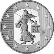 France 20 Euro 50th Anniversary of the 5th Republic 2008 Proof KM# 1540 RF 20 08 coin obverse France 20 Euro 50th Anniversary of the 5th Republic 2008 Proof KM# 1540 RF 20 08 coin obverse