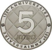 France 5 Euro 125th Anniversary of the Birth of Coco Chanel 2008 Proof KM# 1568 125E ANNIVERSAIRE 125E ANNIVERSAIRE 5 EURO coin reverse France 5 Euro 125th Anniversary of the Birth of Coco Chanel 2008 Proof KM# 1568 125E ANNIVERSAIRE 125E ANNIVERSAIRE 5 EURO coin reverse