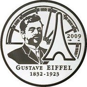 France 20 Euro Gustave Eiffel 2009 P Proof KM# 1602 2009 GUSTAVE EIFFEL 1832-1923 coin reverse France 20 Euro Gustave Eiffel 2009 P Proof KM# 1602 2009 GUSTAVE EIFFEL 1832-1923 coin reverse