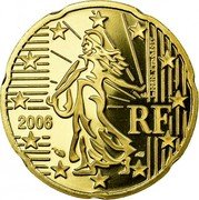 France 20 Euro Cent The Sower 2006 In sets only KM# 1286 2006 RF L. JORIO D'AP. O. ROTY coin obverse France 20 Euro Cent The Sower 2006 In sets only KM# 1286 2006 RF L. JORIO D'AP. O. ROTY coin obverse