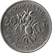 France 20 Francs French Polynesia 1972 (a) KM# 9 POLYNESIE 20 F AG FRANÇAISE coin reverse France 20 Francs French Polynesia 1972 (a) KM# 9 POLYNESIE 20 F AG FRANÇAISE coin reverse