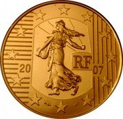 France 5 Euro The Sower. 5th Anniversary of the Euro 2007 Proof KM# 1526 RF 20 07 coin obverse