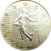 France 5 Euro 5th Anniversary of the Euro 2007 Proof KM# 1523 RF 20 07 coin obverse
