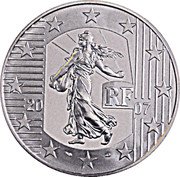France 5 Euro The Sower. 5th Anniversary of the Euro 2007 Proof KM# 1524 RF 20 07 coin obverse