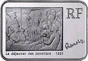 France 5 Euro Auguste Renoir 2009 KM# 1643 RF LE DÉJEUNER DES CANOTIERS 1891 RENOIR coin obverse