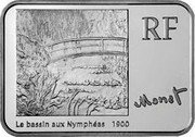 France 5 Euro Claude Monet 2009 P KM# 1625 LE BASSIN AUX NYMPHÉAS 1900 RF MONET coin obverse
