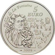France 5 Euro Year Of The Ox 2009 P Proof KM# 1627 FABLES DE LA FONTAINE 5 EURO 2009 coin reverse