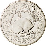 France 5 Euro La Fontaine - Year of the Rabbit 2011 Proof KM# 1833 ANNÉE DU LAPIN 兔 2011 RF coin obverse France 5 Euro La Fontaine - Year of the Rabbit 2011 Proof KM# 1833 ANNÉE DU LAPIN 兔 2011 RF coin obverse