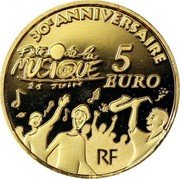 France 5 Euro Music Day 2011 Proof KM# 1791 30E ANNIVERSAIRE FÊTE DE LA MUSIQUE 21 JUIN 5 EURO RF coin obverse