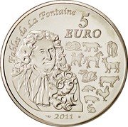 France 5 Euro La Fontaine - Year of the Rabbit 2011 Proof KM# 1833 FABLES DE LA FONTAINE 5 EURO 2011 coin reverse France 5 Euro La Fontaine - Year of the Rabbit 2011 Proof KM# 1833 FABLES DE LA FONTAINE 5 EURO 2011 coin reverse
