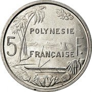 France 5 Francs French Polynesia 1965 (a) KM# 4 POLYNESIE 5 FRANÇAISE F. coin reverse France 5 Francs French Polynesia 1965 (a) KM# 4 POLYNESIE 5 FRANÇAISE F. coin reverse