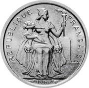 France 50 Centimes French Polynesia 1965 (a) KM# 1 REPUBLIQUE FRANÇAISE G.B.BAZOR 1965 coin obverse France 50 Centimes French Polynesia 1965 (a) KM# 1 REPUBLIQUE FRANÇAISE G.B.BAZOR 1965 coin obverse
