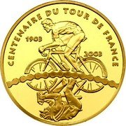 France 50 Euro Tour de France - cyclist 2003 Proof KM# 1335 CENTENAIRE DU TOUR DE FRANCE 1903 2003 coin reverse