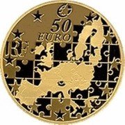 France 50 Euro Enlargement of the European Union 2004 Proof KM# 1394 € € € € € € € € € € € € EUROPA 2004 coin reverse