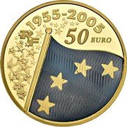 France 50 Euro 50 Years of The European Flag 2005 Proof KM# 2018 1955-2005 50 EURO RF coin obverse