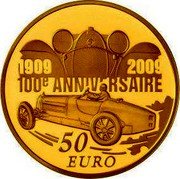 France 50 Euro 100th Anniversary of Bugatti 2009 P Proof KM# 1609 1909 2009 100E ANNIVERSAIRE 50 EURO coin reverse France 50 Euro 100th Anniversary of Bugatti 2009 P Proof KM# 1609 1909 2009 100E ANNIVERSAIRE 50 EURO coin reverse
