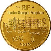 France 50 Euro Georges Pompidou Center 2010 Proof KM# 1684 RF CENTRE GEORGES POMPIDOU 2010 coin obverse France 50 Euro Georges Pompidou Center 2010 Proof KM# 1684 RF CENTRE GEORGES POMPIDOU 2010 coin obverse