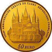 France 50 Euro 1100th Anniversary of the Cluny Abbey 2010 Proof KM# 1679 € EUROPA 2010 coin reverse France 50 Euro 1100th Anniversary of the Cluny Abbey 2010 Proof KM# 1679 € EUROPA 2010 coin reverse