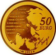 France 50 Euro Cosette - Victor Hugo 2011 Proof KM# 1828 COSETTE LEVA LES YEUX, ELLE AVAIT VU VENIR L'HOMME A ELLE AVEC CETTE POUPEE COMME ELLE FUT VU VENIR LE SOLEIL 50 EURO VICTOR HUGO 2011 coin reverse France 50 Euro Cosette - Victor Hugo 2011 Proof KM# 1828 COSETTE LEVA LES YEUX, ELLE AVAIT VU VENIR L'HOMME A ELLE AVEC CETTE POUPEE COMME ELLE FUT VU VENIR LE SOLEIL 50 EURO VICTOR HUGO 2011 coin reverse