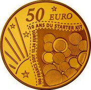 France 50 Euro The Sower. 10 Years of Starter Kit 2011 Proof KM# 1786 50 EURO 10 ANS DU STARTER KIT 100 FRANCS SOIT 15,24 EUROS coin reverse France 50 Euro The Sower. 10 Years of Starter Kit 2011 Proof KM# 1786 50 EURO 10 ANS DU STARTER KIT 100 FRANCS SOIT 15,24 EUROS coin reverse