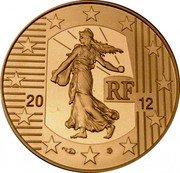 France 50 Euro The Sower. 10 Years of Euro Cash 2012 (a) Proof KM# 1891 RF 20 12 coin obverse France 50 Euro The Sower. 10 Years of Euro Cash 2012 (a) Proof KM# 1891 RF 20 12 coin obverse