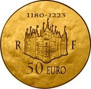 France 50 Euro Philippe II Auguste 2012 (a) Proof KM# 1858 1180-1223 R F 50 EURO coin obverse France 50 Euro Philippe II Auguste 2012 (a) Proof KM# 1858 1180-1223 R F 50 EURO coin obverse