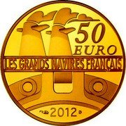 France 50 Euro Le France Flagship 2012 (a) Proof KM# 1849 50 EURO LES GRANDS NAVIRES FRANÇAIS 2012 coin reverse France 50 Euro Le France Flagship 2012 (a) Proof KM# 1849 50 EURO LES GRANDS NAVIRES FRANÇAIS 2012 coin reverse