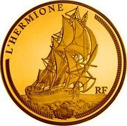 France 50 Euro The Hermione 2012 Proof KM# 2082 L'HERMIONE RF coin obverse France 50 Euro The Hermione 2012 Proof KM# 2082 L'HERMIONE RF coin obverse