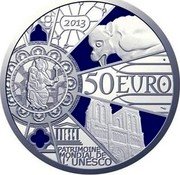 France 50 Euro NOTRE DAME DE PARIS 2013 Proof KM# 2098 2013 50 EURO UNESCO PATRIMOINE MONDIAL DE L'UNESCO coin reverse France 50 Euro NOTRE DAME DE PARIS 2013 Proof KM# 2098 2013 50 EURO UNESCO PATRIMOINE MONDIAL DE L'UNESCO coin reverse
