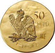 France 50 Euro Napoleon III 2014 KM# 2153 50 EURO RF 1848-1871 coin obverse France 50 Euro Napoleon III 2014 KM# 2153 50 EURO RF 1848-1871 coin obverse