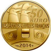 France 50 Euro Ocean Liner Normandie 2014 Proof KM# 2163 LES GRANDS NAVIRES FRANÇAIS 50 EURO 2014 coin reverse France 50 Euro Ocean Liner Normandie 2014 Proof KM# 2163 LES GRANDS NAVIRES FRANÇAIS 50 EURO 2014 coin reverse