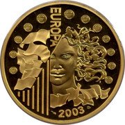 France 50 Euro First Anniversary of the Euro 2003 Proof KM# 1993 € EUROPA 2003 coin reverse