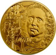 France 50 Euro Jean-Philippe Rameau. The Music 2014 Proof KM# 2173 50 EURO JEAN- PHILIPPE RAMEAU RF coin obverse France 50 Euro Jean-Philippe Rameau. The Music 2014 Proof KM# 2173 50 EURO JEAN- PHILIPPE RAMEAU RF coin obverse