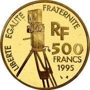 France 500 Francs Romy Schneider 1995 Proof KM# 1110 LIBERTE EGALITE FRATERNITE RF 500 FRANCS 1995 coin obverse France 500 Francs Romy Schneider 1995 Proof KM# 1110 LIBERTE EGALITE FRATERNITE RF 500 FRANCS 1995 coin obverse
